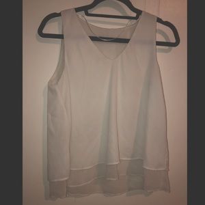 Zara White Double Layer Chiffon Tank Top